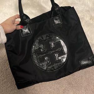 Rare Tory Burch Ella Tote Bag w/ Snake Skin detail